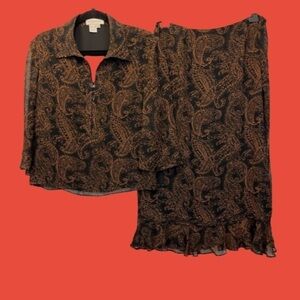 Vintage M. Boutique 100% Silk Matching Set Women’s Size 12 Blouse & Skirt
